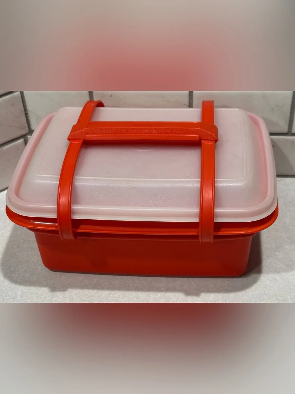Vintage 3 Piece Set Tupperware Luncbox/ Ice Cream Keeper #|254-18Paprika/Red